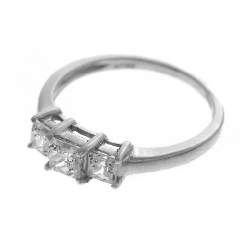 18ct White Gold Cubic Zirconia Trilogy Ring LR-2372