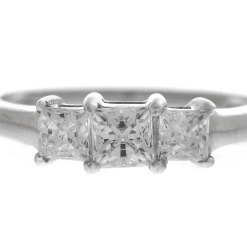 18ct White Gold Cubic Zirconia Trilogy Ring LR-2372 -Shiny Jewelry Hub LR 2372 B