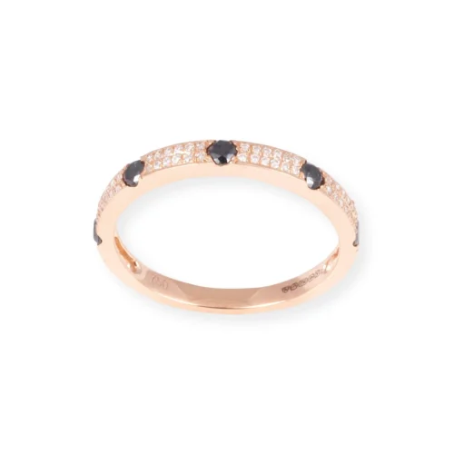 18ct Rose Gold White And Black Diamond Band Ring In Double-Row Pavé Setting LR-7035 7 18ct Rose Gold White And Black Diamond Band Ring In Double-Row Pavé Setting LR-7035 -Shiny Jewelry Hub LR 7035 scaled
