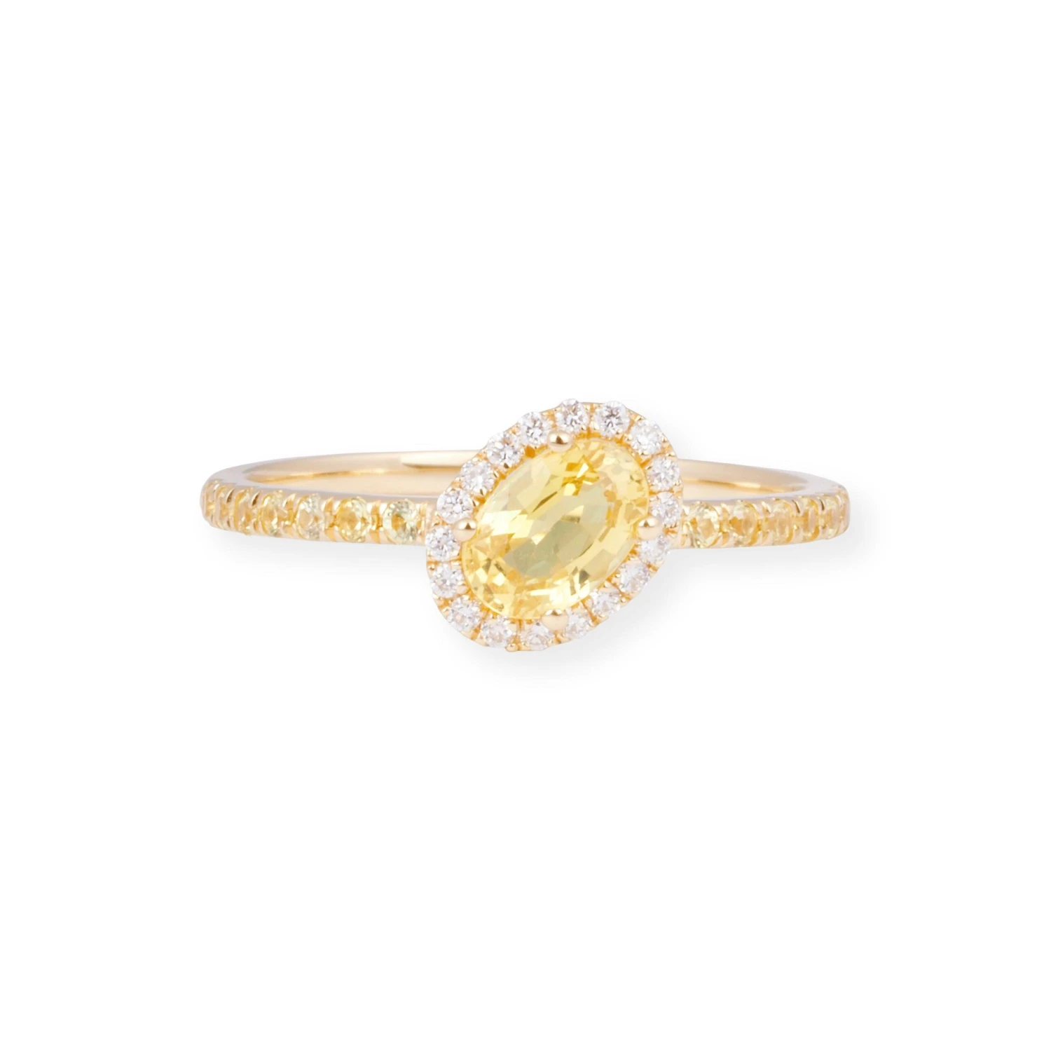 18ct Yellow Gold Ring With Diamond And Yellow Sapphire LR-7037 1 18ct Yellow Gold Ring With Diamond And Yellow Sapphire LR-7037