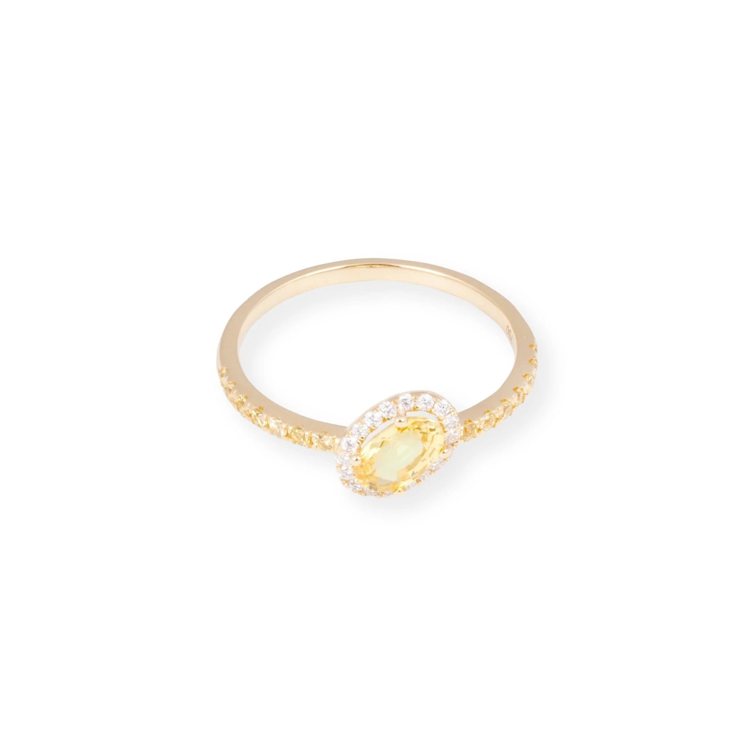 18ct Yellow Gold Ring With Diamond And Yellow Sapphire LR-7037 2 18ct Yellow Gold Ring With Diamond And Yellow Sapphire LR-7037 - Image 2