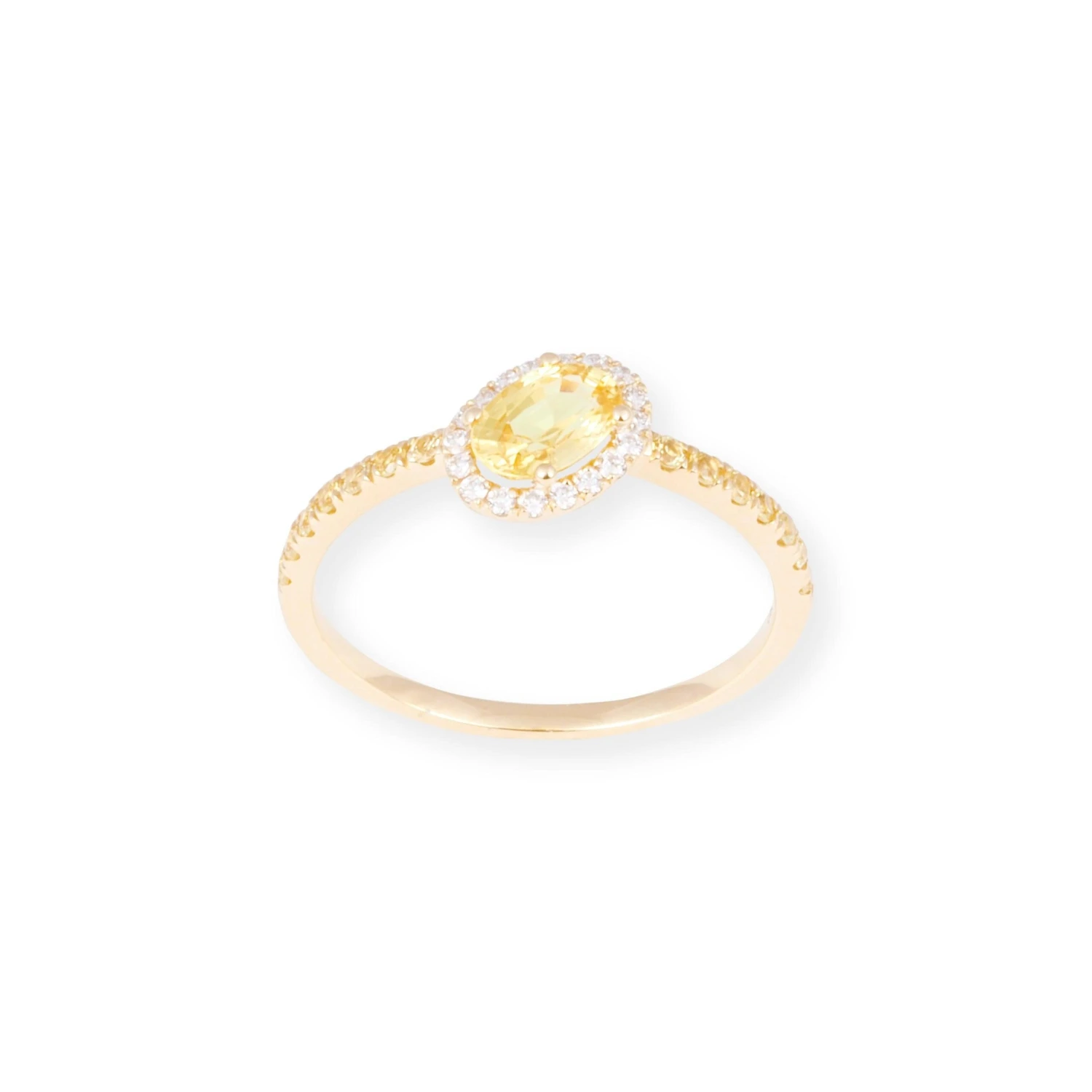 18ct Yellow Gold Ring With Diamond And Yellow Sapphire LR-7037 3 18ct Yellow Gold Ring With Diamond And Yellow Sapphire LR-7037 - Image 3
