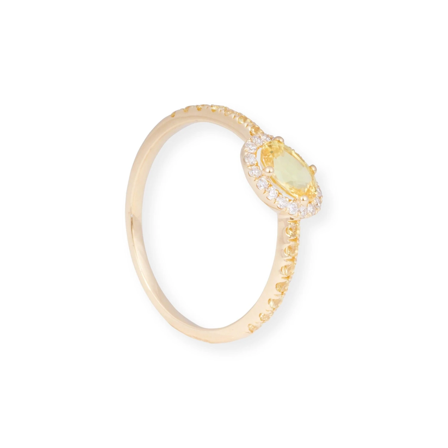 18ct Yellow Gold Ring With Diamond And Yellow Sapphire LR-7037 4 18ct Yellow Gold Ring With Diamond And Yellow Sapphire LR-7037 - Image 4
