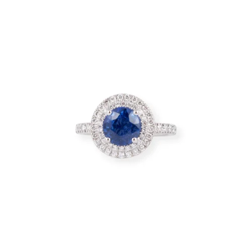 Platinum Diamond And Blue Sapphire Dress Ring LR-7061