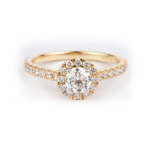 18ct Yellow Gold Cluster Halo Diamond Ring LR-7334