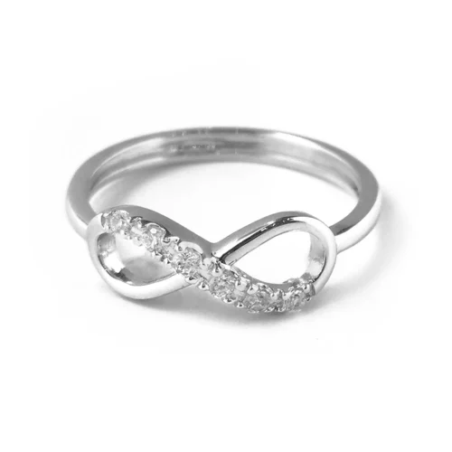 18ct White Gold Infinity Ring With Swarovski Zirconias LR13237