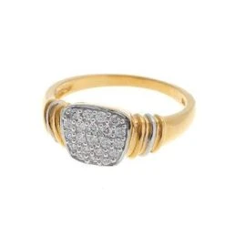 22 Carat Gold Cluster Men's Ring Set With Cubic Zirconias LR14784