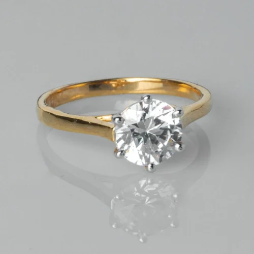 22ct Gold Swarovski Zirconia Solitaire Design Engagement Ring LR17038