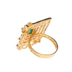 22ct Gold Swarovski Zirconia And Green Stone Cocktail Ring (11.05g) LR19292 5 22ct Gold Swarovski Zirconia And Green Stone Cocktail Ring (11.05g) LR19292 -Shiny Jewelry Hub LR19292 b
