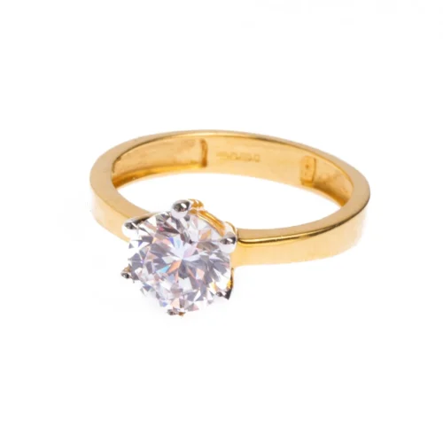 22ct Gold Swarovski Zirconia Solitaire Ring LR21740