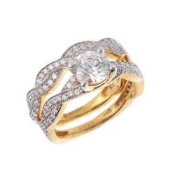 22ct Gold Cubic Zirconia Engagement Ring And Wedding Band Suite LRNEW2