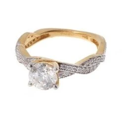 22ct Gold Cubic Zirconia Engagement Ring And Wedding Band Suite LRNEW2 -Shiny Jewelry Hub LRNEW2 YG D
