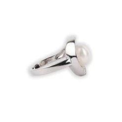 18ct White Gold Diamond & Cultured Pearl Dress Ring MCS1466 -Shiny Jewelry Hub MCS1466 Side