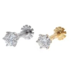 18ct Gold 0.11ct - 0.36ct Diamond Screw Back Nose Stud. -Shiny Jewelry Hub MCS2383 AA