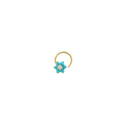 18ct Gold Diamond & Turquoise Cluster Nose Stud – Elegant Wire Back 5 18ct Gold Diamond & Turquoise Cluster Nose Stud – Elegant Wire Back -Shiny Jewelry Hub MCS2501Y wire