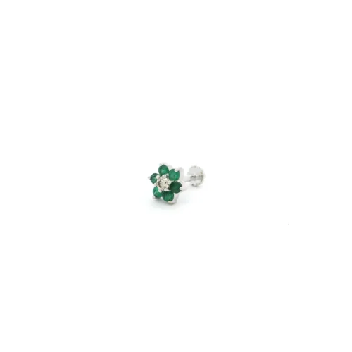 18ct Gold Diamond And Emerald / Sapphire / Ruby / Amethyst / Turquoise Screw Back Nose Stud. 31 18ct Gold Diamond And Emerald / Sapphire / Ruby / Amethyst / Turquoise Screw Back Nose Stud. -Shiny Jewelry Hub MCS2656Yq 2
