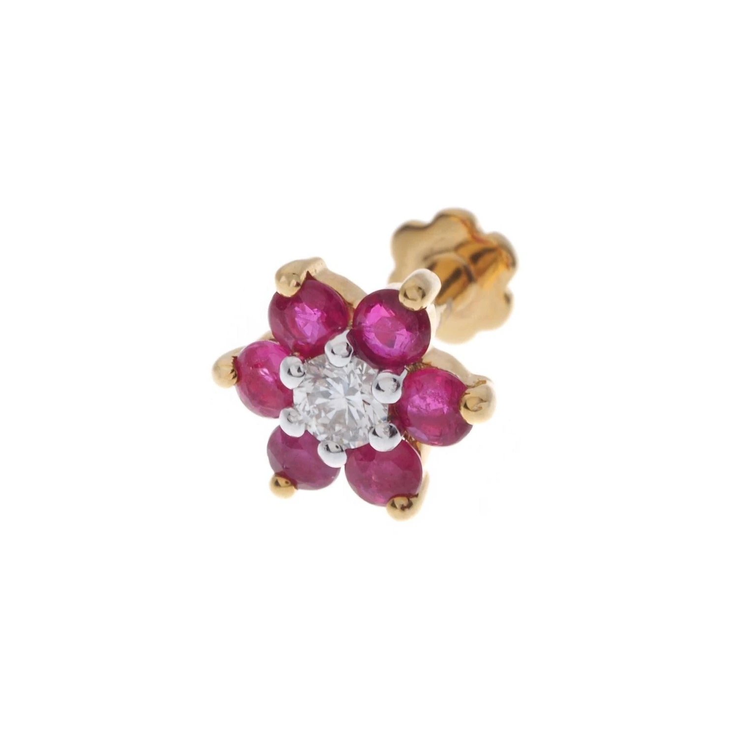 18ct Gold Diamond And Emerald / Sapphire / Ruby / Amethyst / Turquoise Screw Back Nose Stud. 7 18ct Gold Diamond And Emerald / Sapphire / Ruby / Amethyst / Turquoise Screw Back Nose Stud. - Image 7