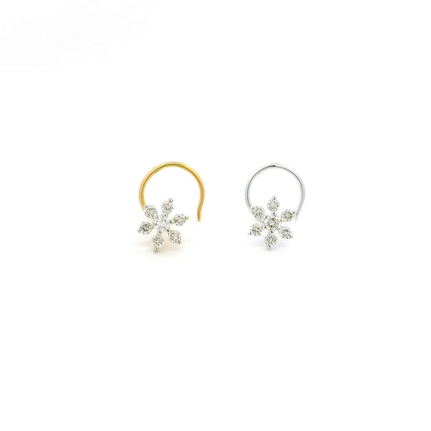 18ct Gold Diamond Cluster Nose Stud | Wire Coil Back Piercing 1 18ct Gold Diamond Cluster Nose Stud | Wire Coil Back Piercing