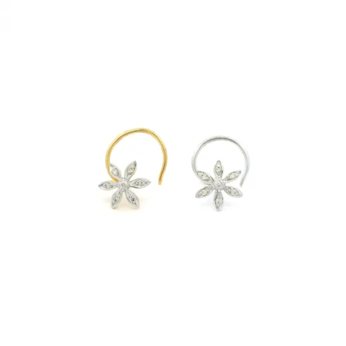 18ct Gold Diamond Cluster Nose Stud – Secure Wire Coil Back Design