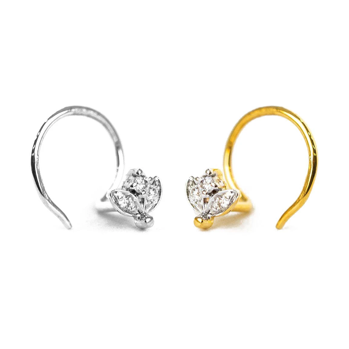 18ct Gold Diamond Cluster Wire Back Nose Stud. 1 18ct Gold Diamond Cluster Wire Back Nose Stud.