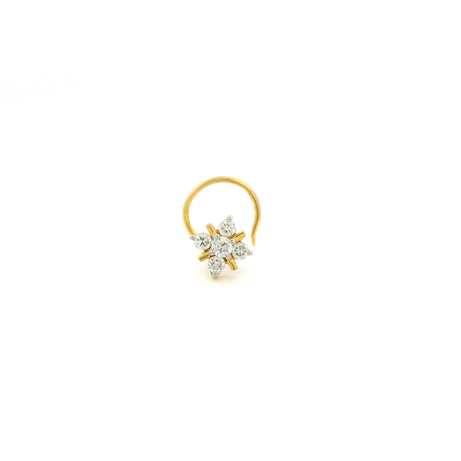 18ct Gold Diamond Cluster Nose Stud | Elegant Wire Coil Back Piercing 2 18ct Gold Diamond Cluster Nose Stud | Elegant Wire Coil Back Piercing - Image 2