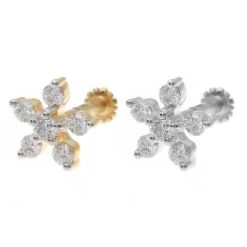 18ct Gold Diamond Cluster Screw Back Nose Stud.