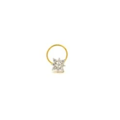 18ct Gold Diamond Cluster Nose Stud – Wire Coil Back For Secure Fit -Shiny Jewelry Hub MCS2814Yq wire 1