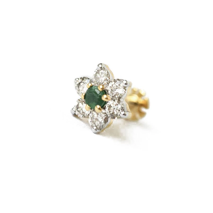 18ct Gold Diamond And Gemstone Screw Back Nose Stud. 2 18ct Gold Diamond And Gemstone Screw Back Nose Stud. - Image 2