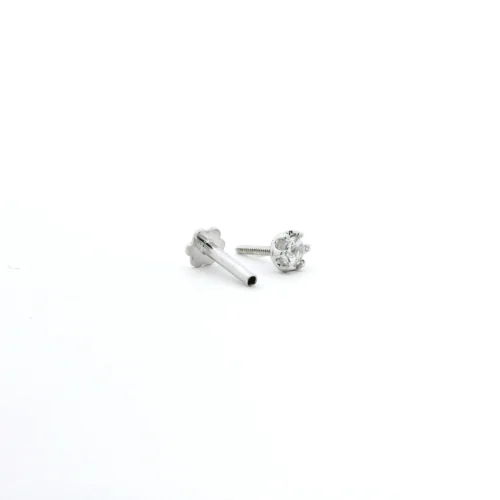 18ct White Gold Hexagon-Shaped Diamond Screw Back Nose Stud 5 18ct White Gold Hexagon-Shaped Diamond Screw Back Nose Stud -Shiny Jewelry Hub MCS3744 4