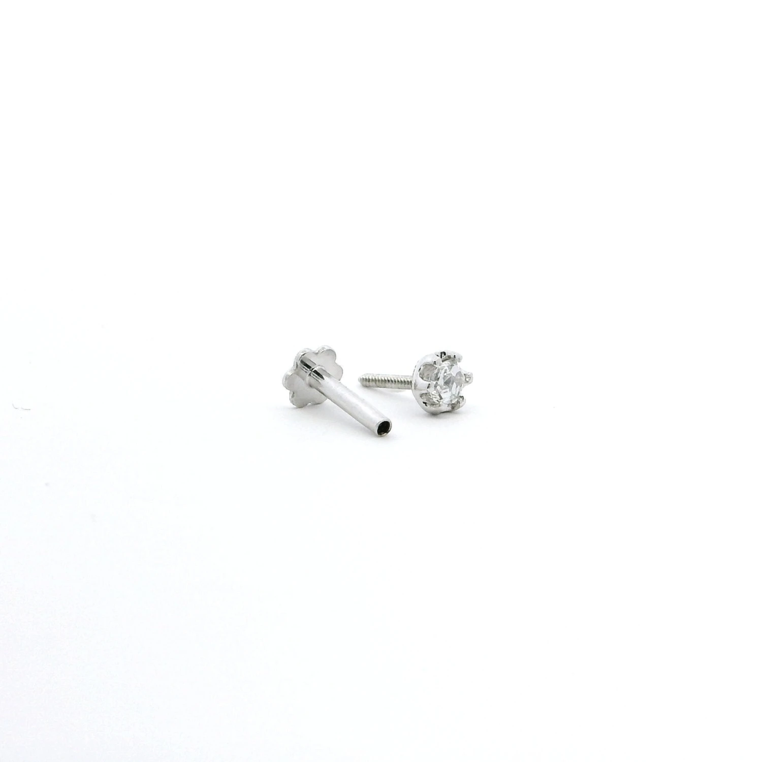 18ct White Gold Hexagon-Shaped Diamond Screw Back Nose Stud 3 18ct White Gold Hexagon-Shaped Diamond Screw Back Nose Stud - Image 3
