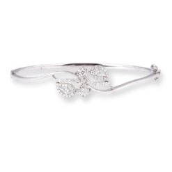 18ct Gold Leaf Pattern Openable Diamond Bangle - Gold Leaf Pattern Jewellery