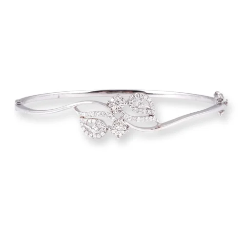 18ct Gold Leaf Pattern Openable Diamond Bangle - Gold Leaf Pattern Jewellery