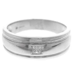 18ct White Gold Cubic Zirconia Gent's Ring GR-2565 -Shiny Jewelry Hub MJ2465 B