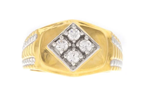 22ct Gold Cubic Zirconia Men's Ring GR14255 -Shiny Jewelry Hub MJ2918 B