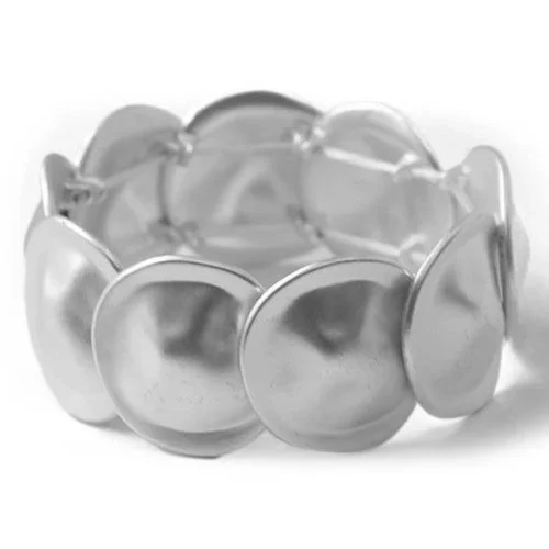 Matte Silver Plated Disc Fashion Bangle