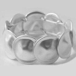 Matte Silver Plated Disc Fashion Bangle 5 Matte Silver Plated Disc Fashion Bangle -Shiny Jewelry Hub Matte Silver Plated Disc Fashion Bangle 1