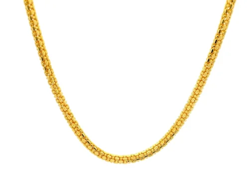 Men's 22ct Yellow Gold Necklace – Beaded Bar Design Chain | 24 Inches