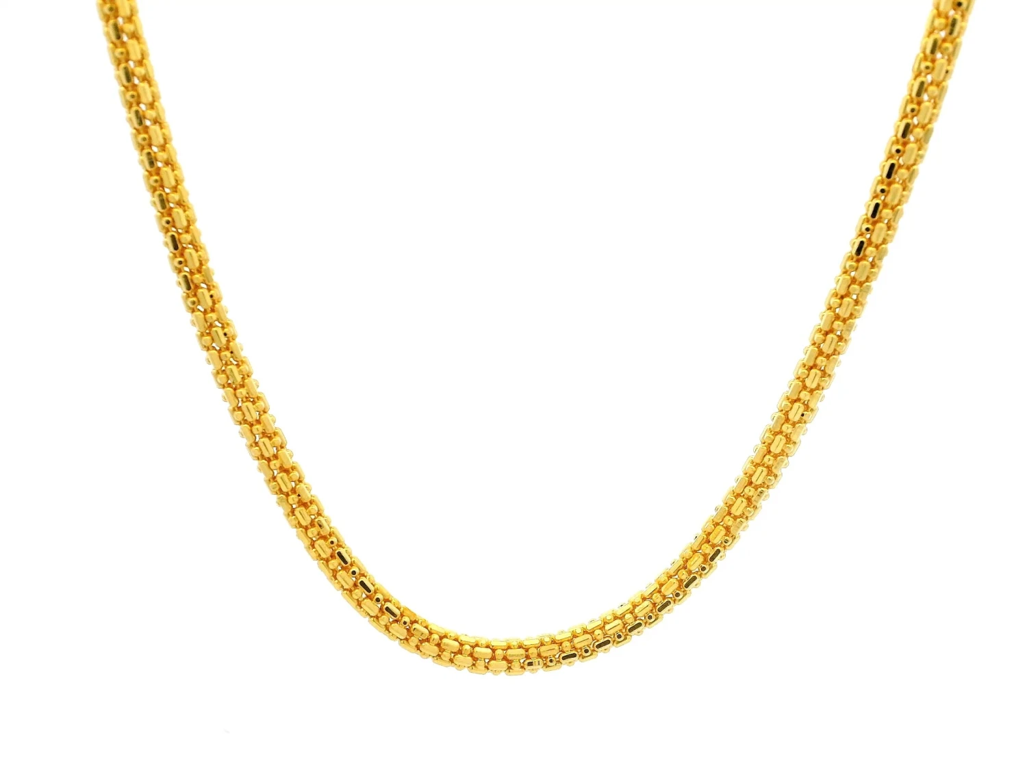 Men's 22ct Yellow Gold Necklace – Beaded Bar Design Chain | 24 Inches 1 Men's 22ct Yellow Gold Necklace – Beaded Bar Design Chain | 24 Inches