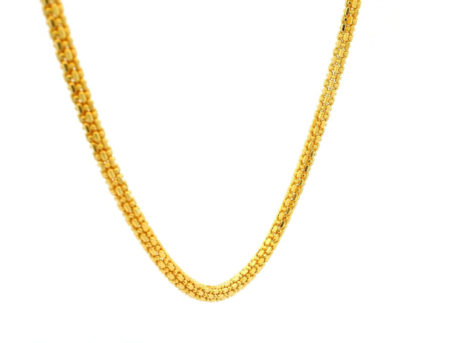 Men's 22ct Yellow Gold Necklace – Beaded Bar Design Chain | 24 Inches 2 Men's 22ct Yellow Gold Necklace – Beaded Bar Design Chain | 24 Inches - Image 2