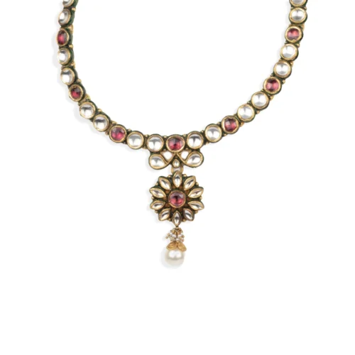 22ct Gold Antiquated Look Necklace And Earrings Set With Cultured Pearls And Cubic Zirconia Stones (70.32g) N&E-3060 5 22ct Gold Antiquated Look Necklace And Earrings Set With Cultured Pearls And Cubic Zirconia Stones (70.32g) N&E-3060 -Shiny Jewelry Hub N 3060 scaled