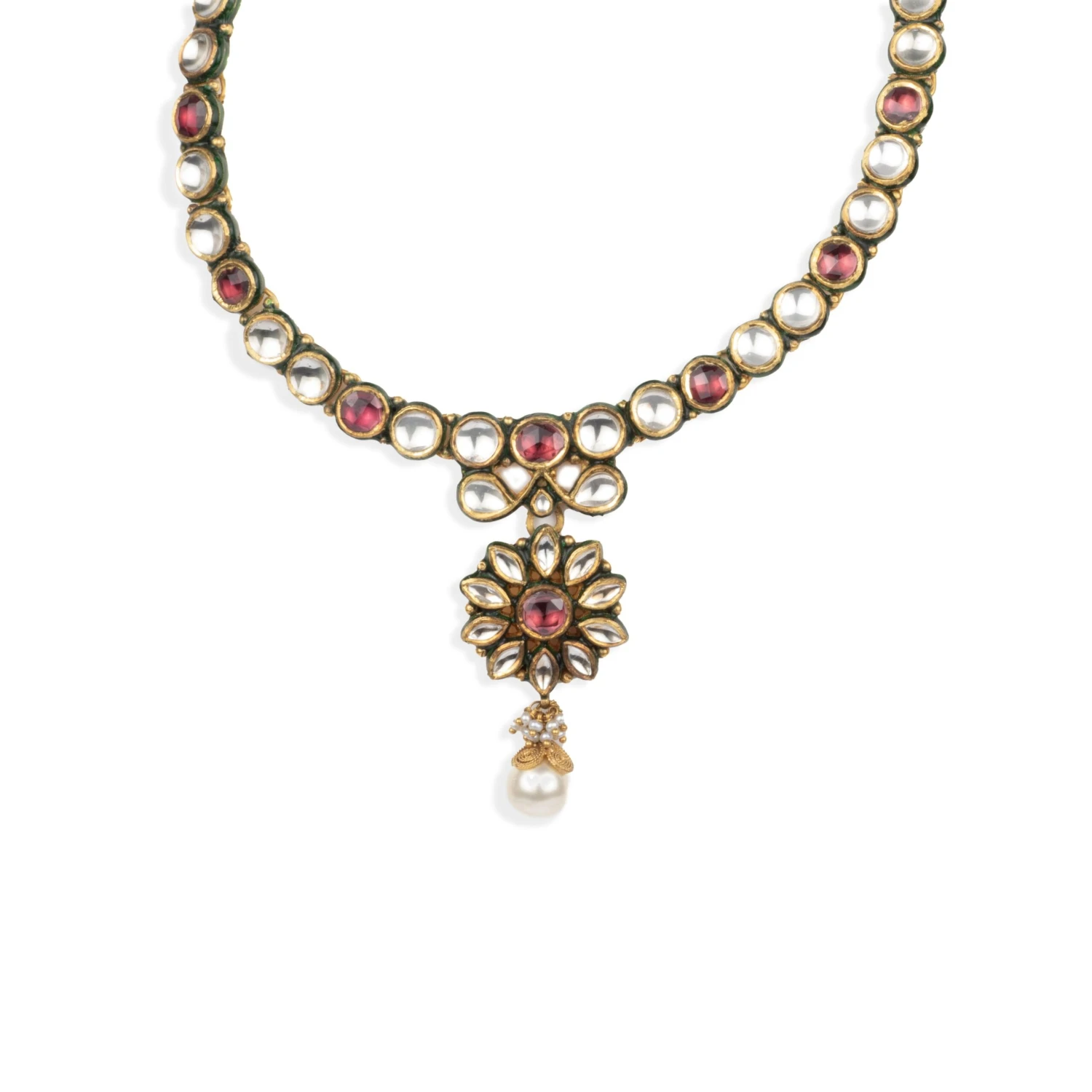 22ct Gold Antiquated Look Necklace And Earrings Set With Cultured Pearls And Cubic Zirconia Stones (70.32g) N&E-3060 3 22ct Gold Antiquated Look Necklace And Earrings Set With Cultured Pearls And Cubic Zirconia Stones (70.32g) N&E-3060 - Image 3