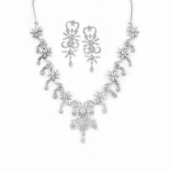 18ct White Gold Necklace And Earrings Set With Cubic Zirconia Stones (47.95g) N&E-90188