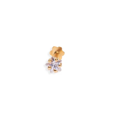 18ct Yellow Gold Screw Back Nose Stud Set With A Star Shaped Cubic Zirconia (3mm - 3.5mm). 11 18ct Yellow Gold Screw Back Nose Stud Set With A Star Shaped Cubic Zirconia (3mm - 3.5mm). -Shiny Jewelry Hub NIP 4 620A