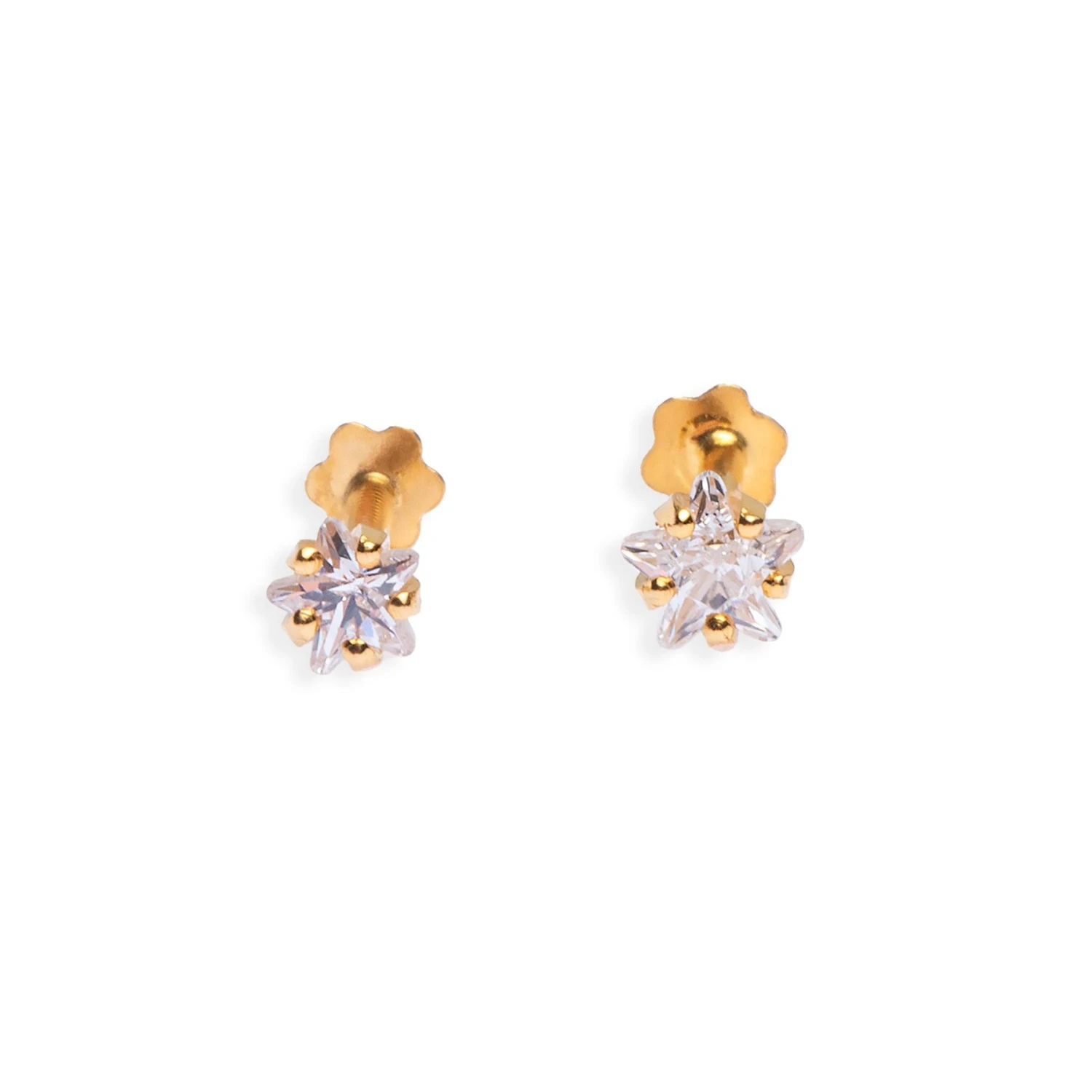 18ct Yellow Gold Screw Back Nose Stud Set With A Star Shaped Cubic Zirconia (3mm - 3.5mm). 4 18ct Yellow Gold Screw Back Nose Stud Set With A Star Shaped Cubic Zirconia (3mm - 3.5mm). - Image 4