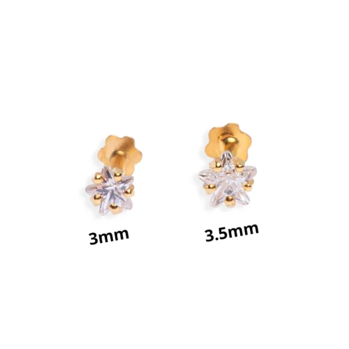 18ct Yellow Gold Screw Back Nose Stud Set With A Star Shaped Cubic Zirconia (3mm - 3.5mm). 12 18ct Yellow Gold Screw Back Nose Stud Set With A Star Shaped Cubic Zirconia (3mm - 3.5mm). -Shiny Jewelry Hub NIP 4 620AB 3a