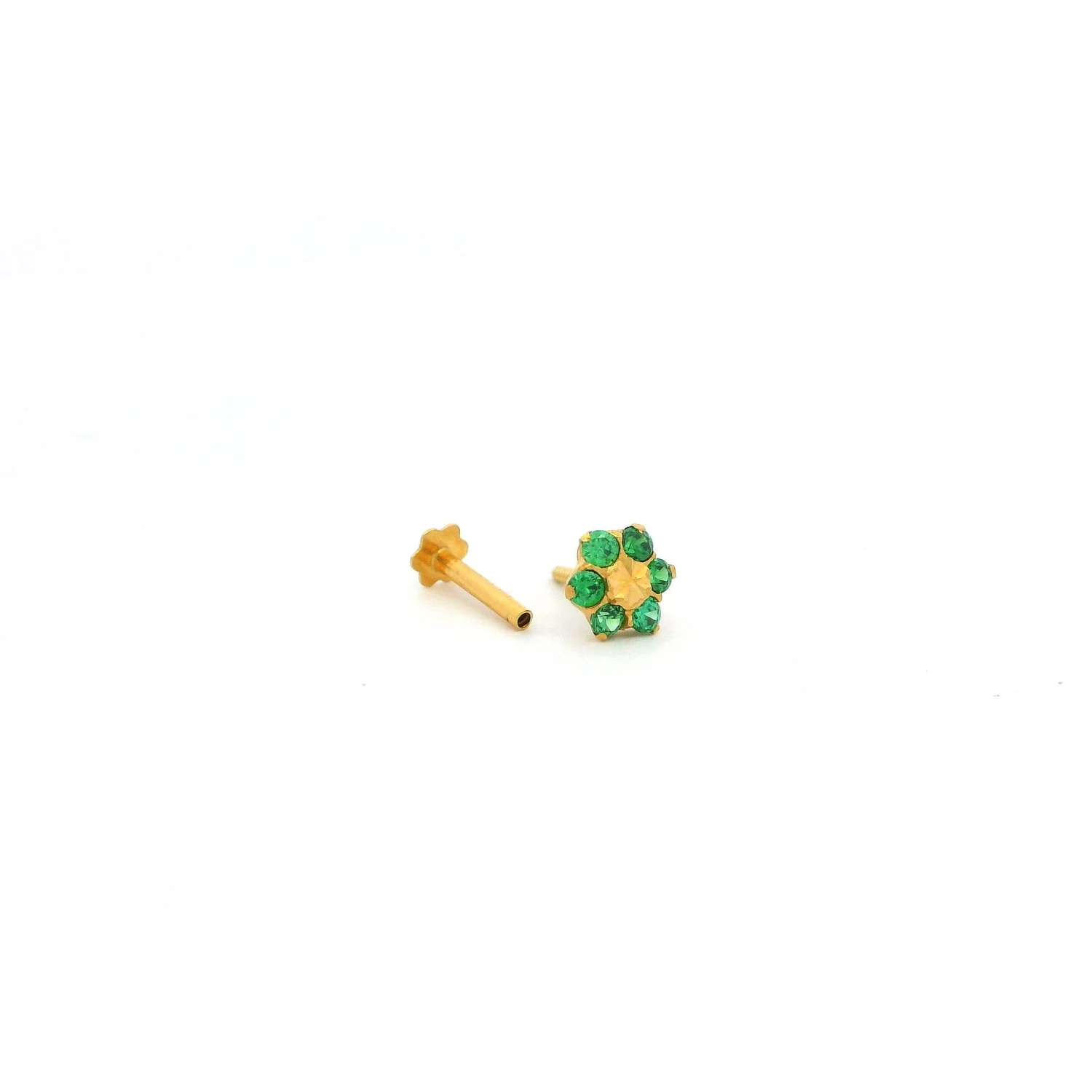 18ct Yellow Gold Nose Stud Set With Six Coloured Cubic Zirconia Stones. 4 18ct Yellow Gold Nose Stud Set With Six Coloured Cubic Zirconia Stones. - Image 4