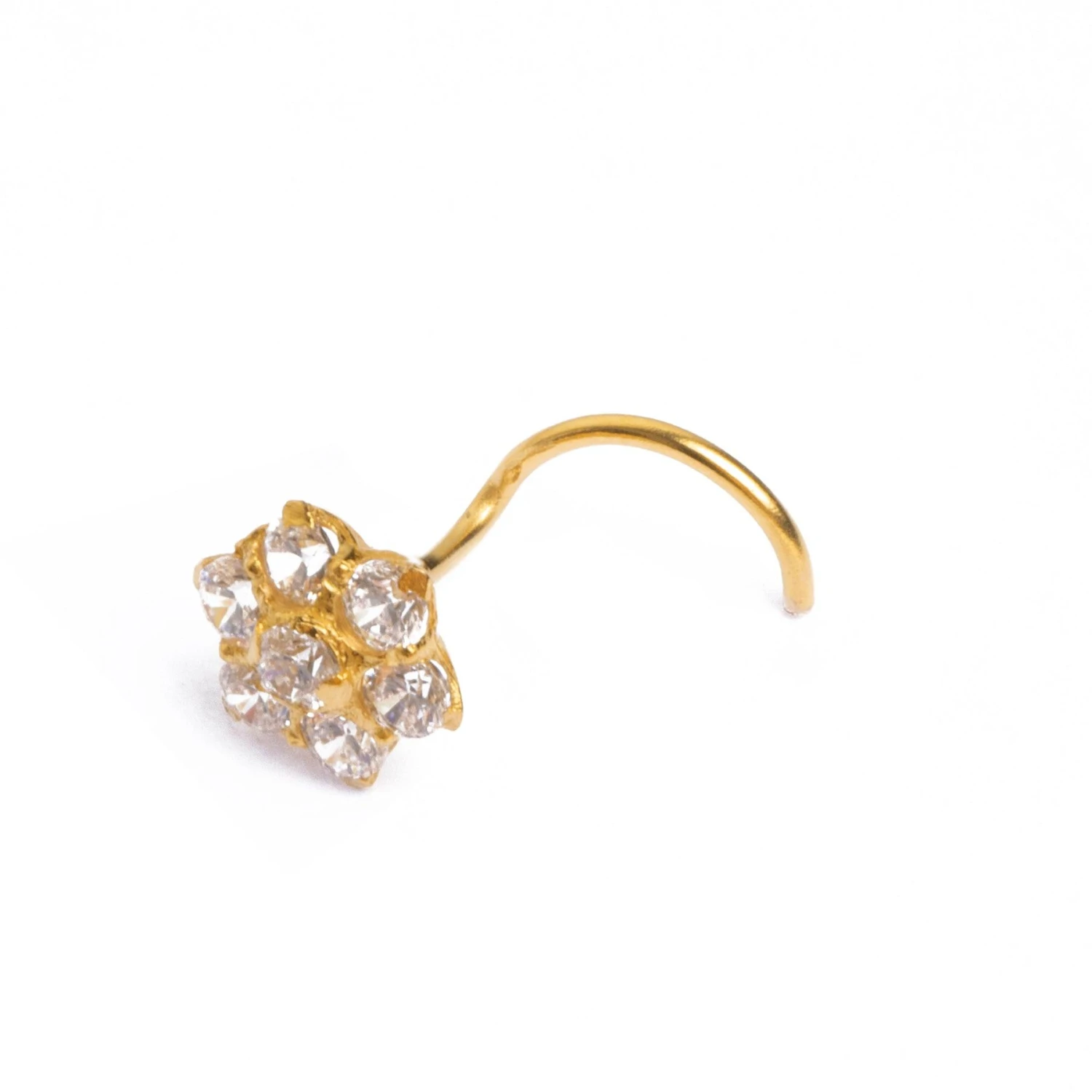 18ct Yellow Gold Wire Coil Back Nose Stud Set With Seven Cubic Zirconia's (4mm - 5mm). 5 18ct Yellow Gold Wire Coil Back Nose Stud Set With Seven Cubic Zirconia's (4mm - 5mm). - Image 5