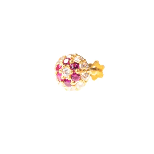 18ct Yellow Gold Nose Stud With White And Colour Cubic Zirconia Stones 9 18ct Yellow Gold Nose Stud With White And Colour Cubic Zirconia Stones -Shiny Jewelry Hub NIP 8 470b 18ct Yellow Gold Screw Back Nose Stud set with Red White Cubic Zirconias