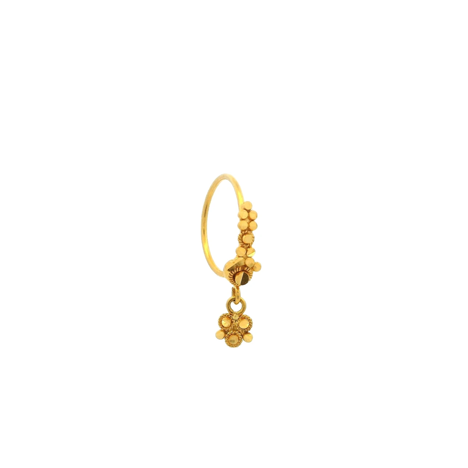 18ct Yellow Gold Nose Ring With A Drop And Ball Closure NR-7583 2 18ct Yellow Gold Nose Ring With A Drop And Ball Closure NR-7583 - Image 2