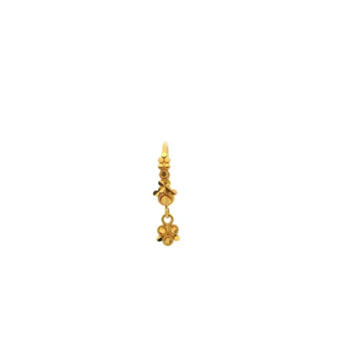 18ct Yellow Gold Nose Ring With A Drop And Ball Closure NR-7583 5 18ct Yellow Gold Nose Ring With A Drop And Ball Closure NR-7583 -Shiny Jewelry Hub NR 7583 10mm 2